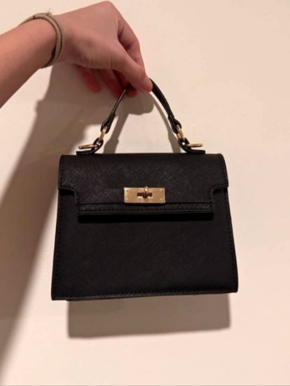 Classic Black Top-Handle Mini Women's Shoulder Bag Crossbody Satchel Handbag